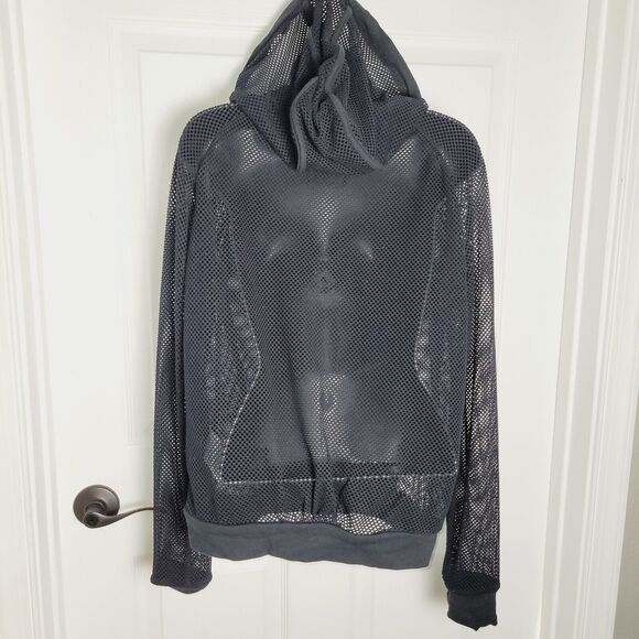 Blanc Noir Hoodie Medium Black Poolside Mesh Thumb Holes Athleisure Activewear - Picture 6 of 11